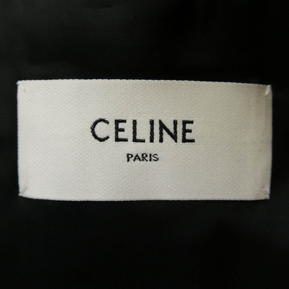 CELINE セリーヌ 2V25X154W-09AJ Short Mods Jacket In Wool Gabardine ノーカラー ショート モッズジャケット ウールギャバジン グレー系 46【美品】【中古】