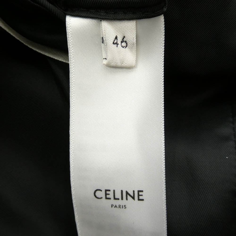 CELINE セリーヌ 2V25X154W-09AJ Short Mods Jacket In Wool Gabardine ノーカラー ショート モッズジャケット ウールギャバジン グレー系 46【美品】【中古】