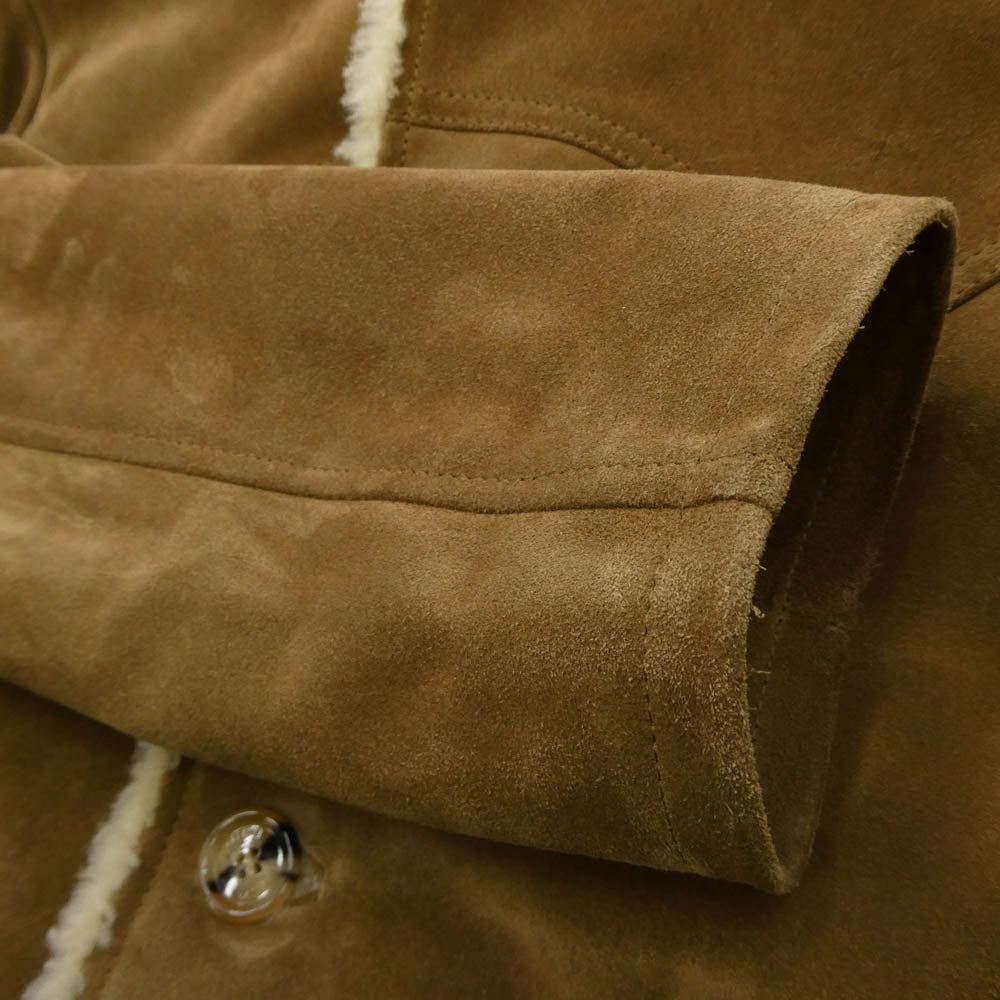 CELINE セリーヌ 24AW 2D500039F.14CI LOOSE COAT WITH SHEARLING INNER LINING IN SPLIT CALFSKIN シアリングコート スウェードジャケット ムートンブルゾン ブラウン系 46【美品】【中古】 CELINE セリーヌ 24AW 2D500039F.14CI LOOSE COAT WITH