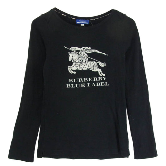 BURBERRY BLUE LABEL バーバリーブルーレーベル E1P34-531-09 フロントロゴ 長袖カットソー ブラック系 38【中古】