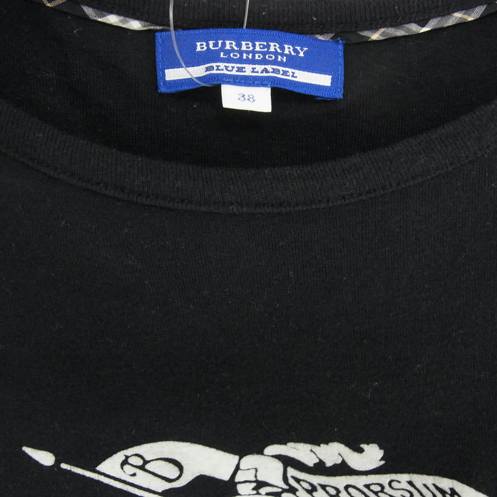 BURBERRY BLUE LABEL バーバリーブルーレーベル E1P34-531-09 フロントロゴ 長袖カットソー ブラック系 38【中古】