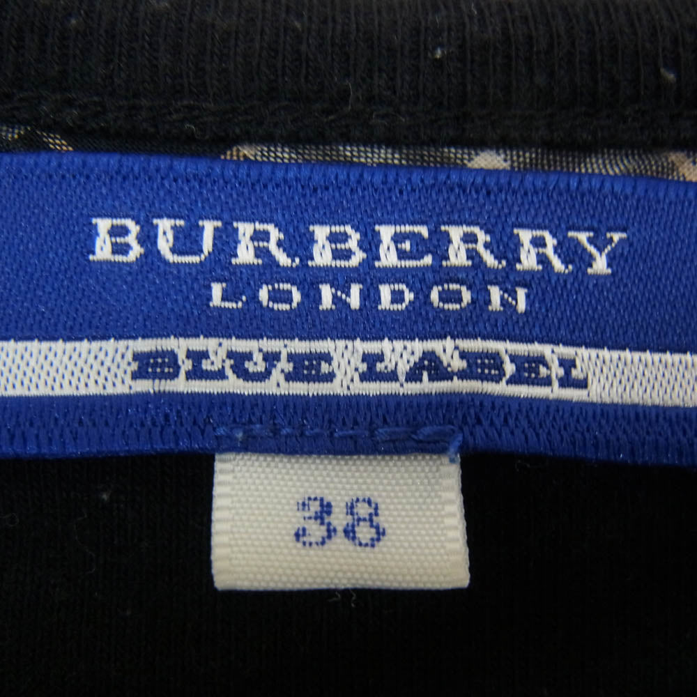 BURBERRY BLUE LABEL バーバリーブルーレーベル E1P34-531-09 フロントロゴ 長袖カットソー ブラック系 38【中古】
