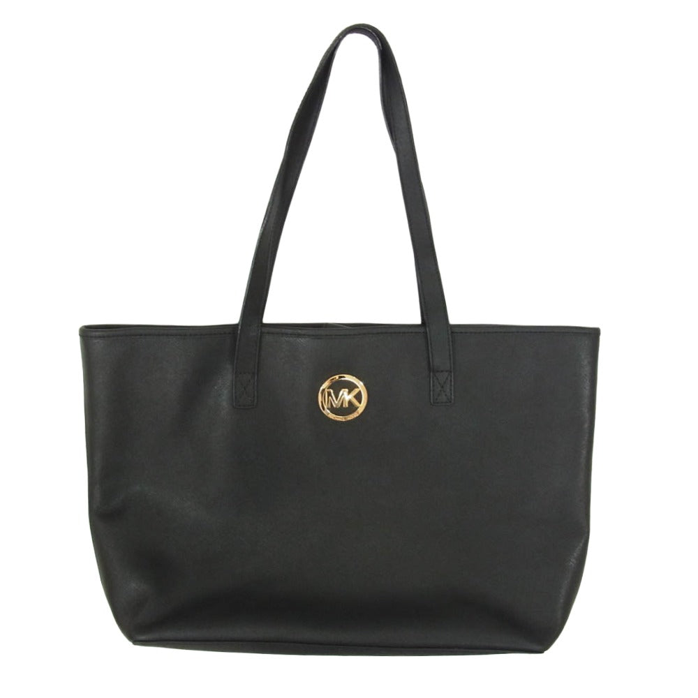 Michael Kors マイケルコース 35S3GTVT2T ロゴエンブレム レザー トートバッグ ブラック系【中古】