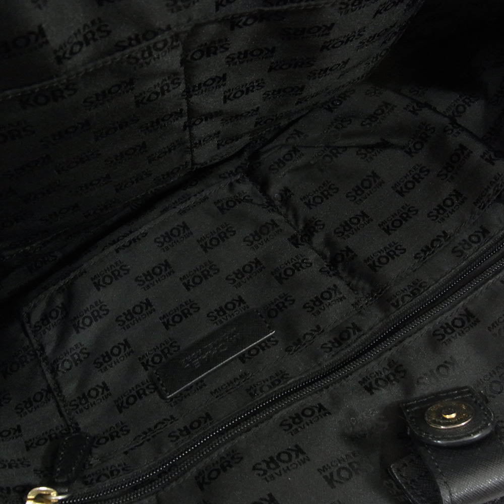Michael Kors マイケルコース 35S3GTVT2T ロゴエンブレム レザー トートバッグ ブラック系【中古】
