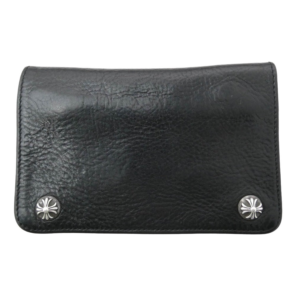 CHROME HEARTS クロムハーツ（原本無） 2ZIP 2ジップ クロスボール ボタン レザーウォレット 財布 ブラック系【中古】