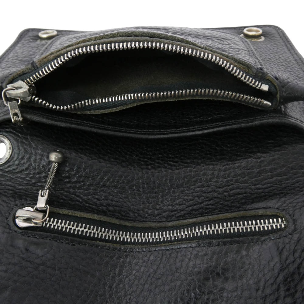 CHROME HEARTS クロムハーツ（原本無） 2ZIP 2ジップ クロスボール ボタン レザーウォレット 財布 ブラック系【中古】