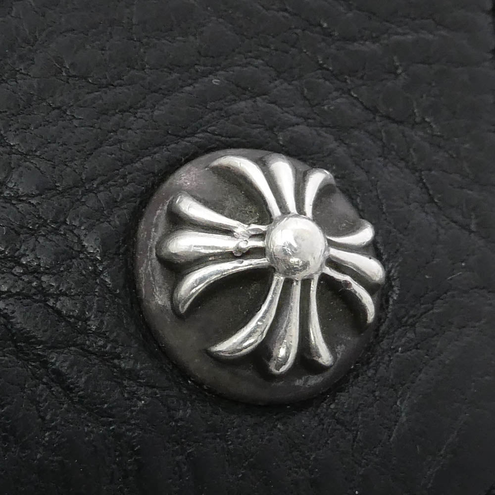 CHROME HEARTS クロムハーツ（原本無） 2ZIP 2ジップ クロスボール ボタン レザーウォレット 財布 ブラック系【中古】