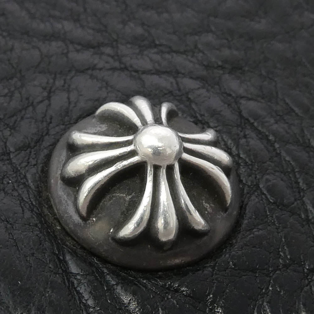 CHROME HEARTS クロムハーツ（原本無） 2ZIP 2ジップ クロスボール ボタン レザーウォレット 財布 ブラック系【中古】