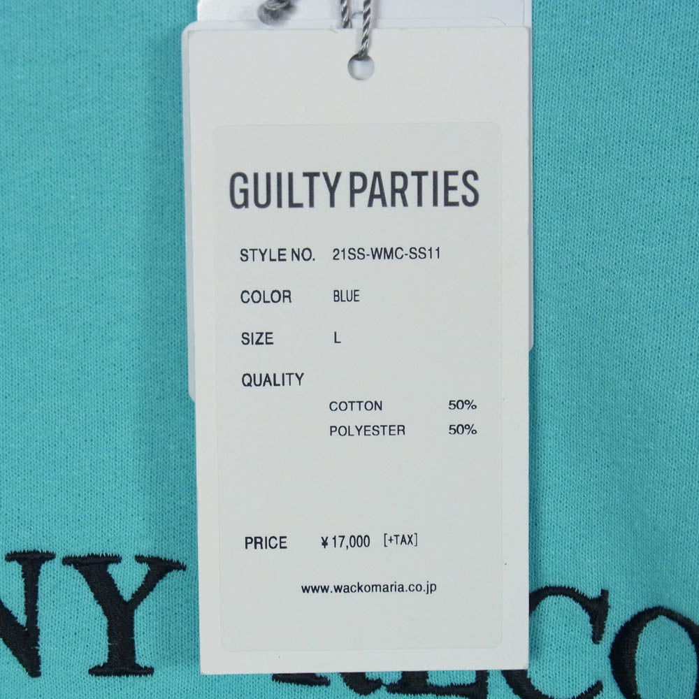 WACKO MARIA ワコマリア 21SS 21SS-WMC-SS11 × TIFFANY CREW NECK SWEAT SHIRT クルーネック スウェットシャツ ブルー系 L【中古】