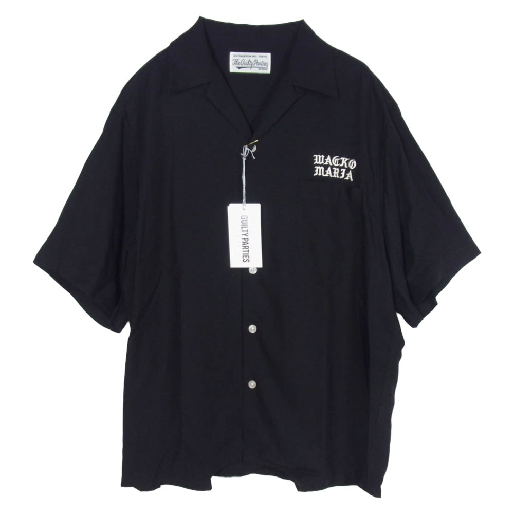 WACKO MARIA ワコマリア 24SS-WMS-OC05 50'S SHIRT S/S ロゴ刺繍 オープンカラー 半袖 シャツ ブラック系 M【極上美品】【中古】