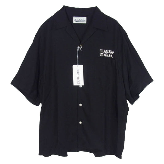 WACKO MARIA ワコマリア 24SS-WMS-OC05 50'S SHIRT S/S ロゴ刺繍 オープンカラー 半袖 シャツ ブラック系 M【極上美品】【中古】