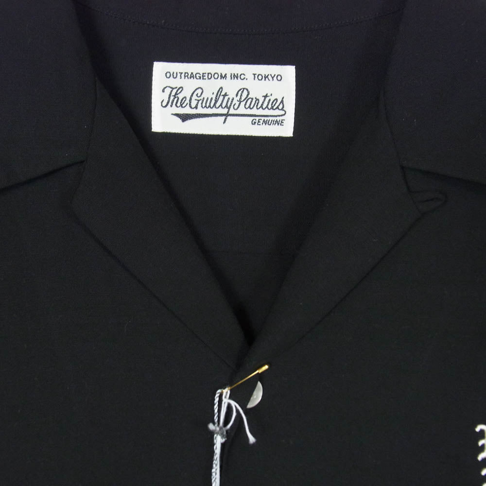 WACKO MARIA ワコマリア 24SS-WMS-OC05 50'S SHIRT S/S ロゴ刺繍 オープンカラー 半袖 シャツ ブラック系 M【極上美品】【中古】