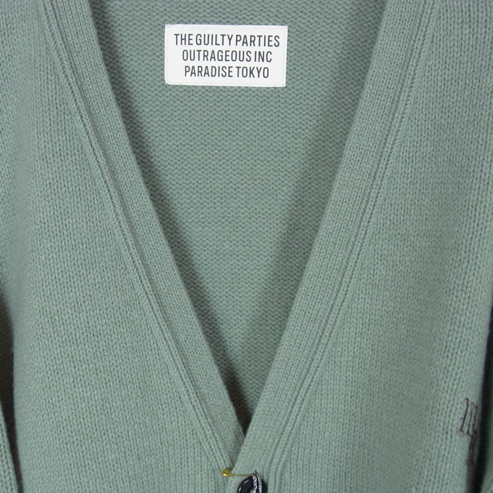 WACKO MARIA ワコマリア 22AW 22FW-WMK-KN04 Classic Knit Cardigan クラシック ウール ニット カーディガン グリーン系 MINT M【極上美品】【中古】