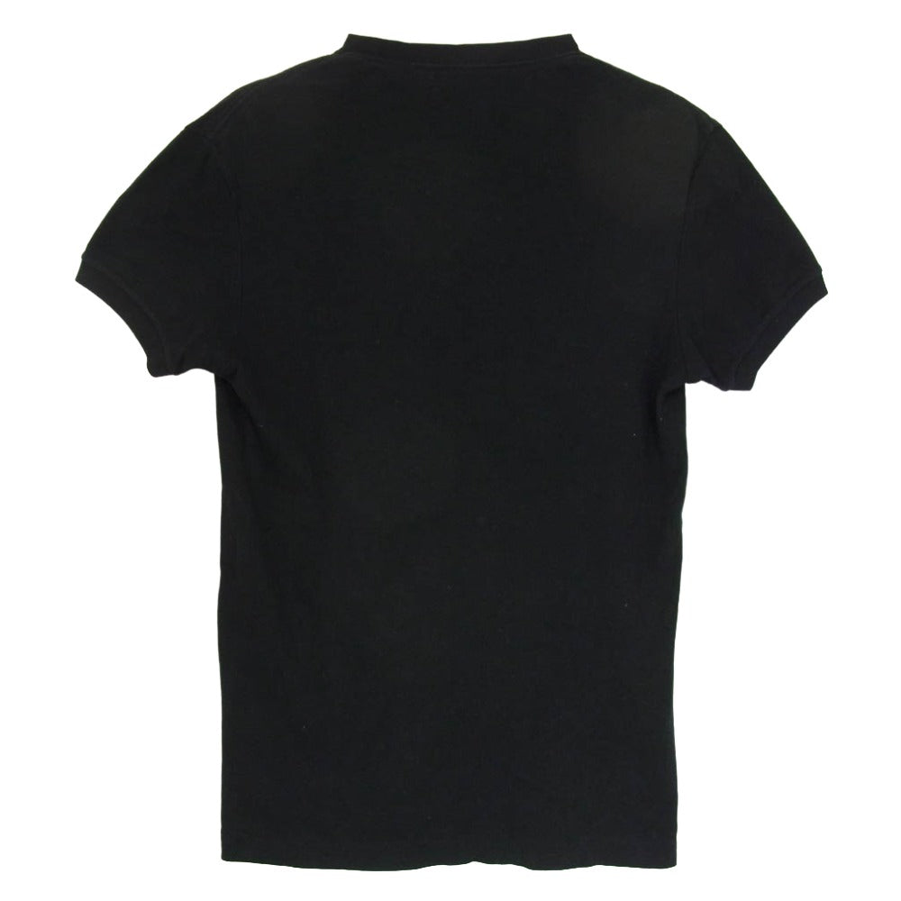 BURBERRY バーバリー Vネック 無地 ワンポイント コットン 半袖 Tシャツ ブラック系 L【中古】