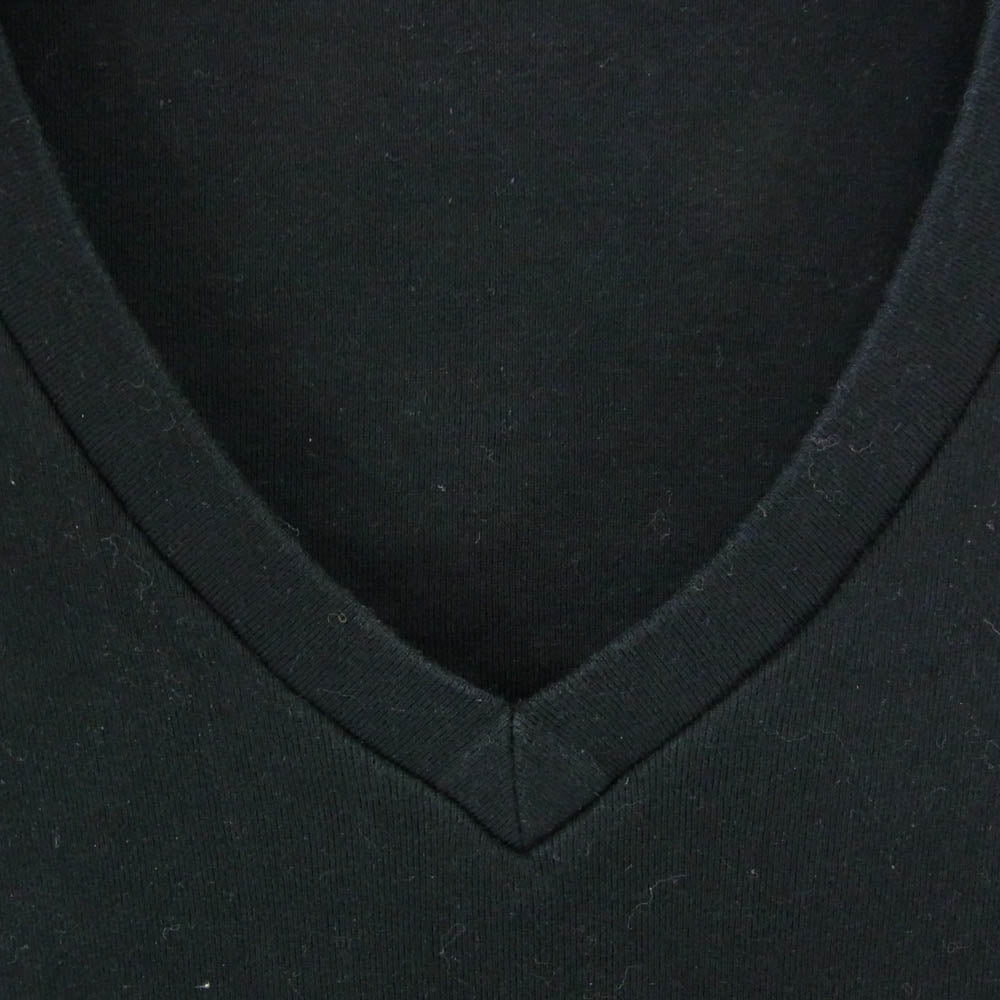 BURBERRY バーバリー Vネック 無地 ワンポイント コットン 半袖 Tシャツ ブラック系 L【中古】