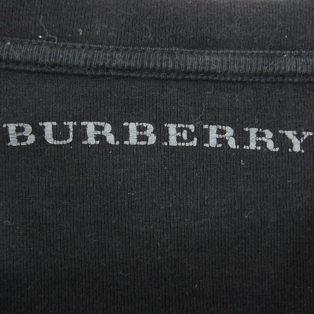 BURBERRY バーバリー Vネック 無地 ワンポイント コットン 半袖 Tシャツ ブラック系 L【中古】