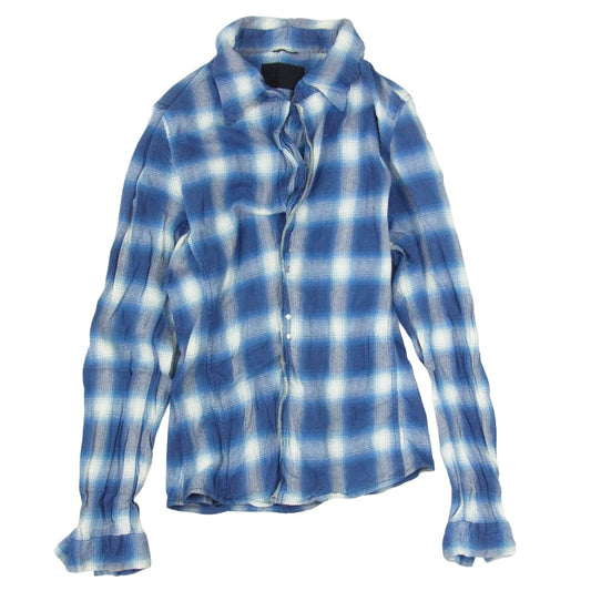 junhashimoto ジュンハシモト 1061810013 WRINKLE CHECK SHIRTS 皺加工 チェック 長袖 フック シャツ ブルー系 2【中古】