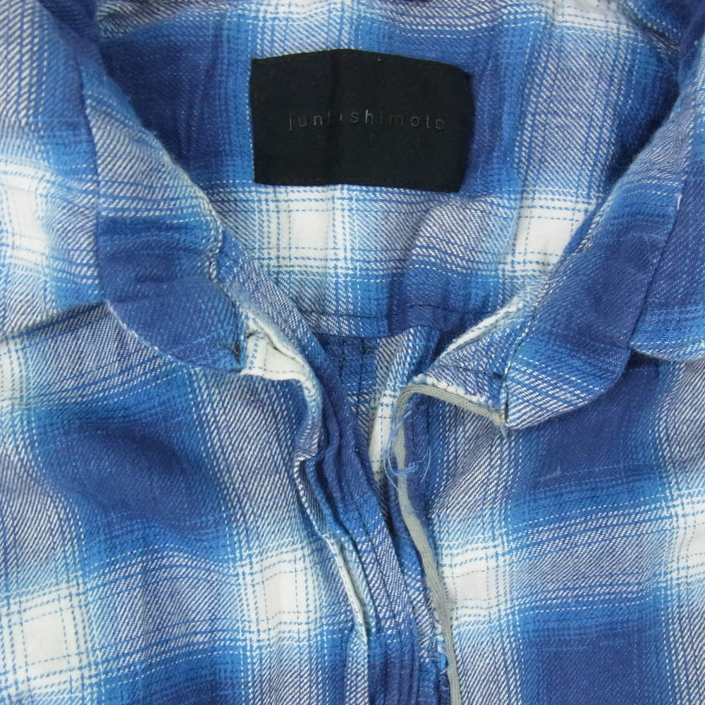 junhashimoto ジュンハシモト 1061810013 WRINKLE CHECK SHIRTS 皺加工 チェック 長袖 フック シャツ ブルー系 2【中古】