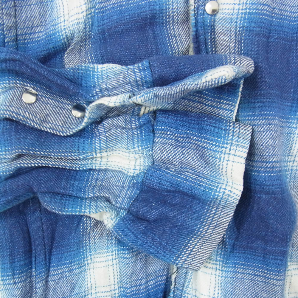 junhashimoto ジュンハシモト 1061810013 WRINKLE CHECK SHIRTS 皺加工 チェック 長袖 フック シャツ ブルー系 2【中古】