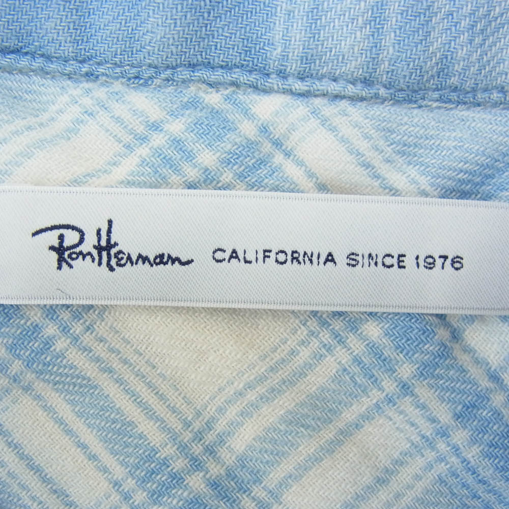 Ron Herman ロンハーマン 612070275-1071 ダブルガーゼ チェック 長袖 シャツ ライトブルー系 M【中古】
