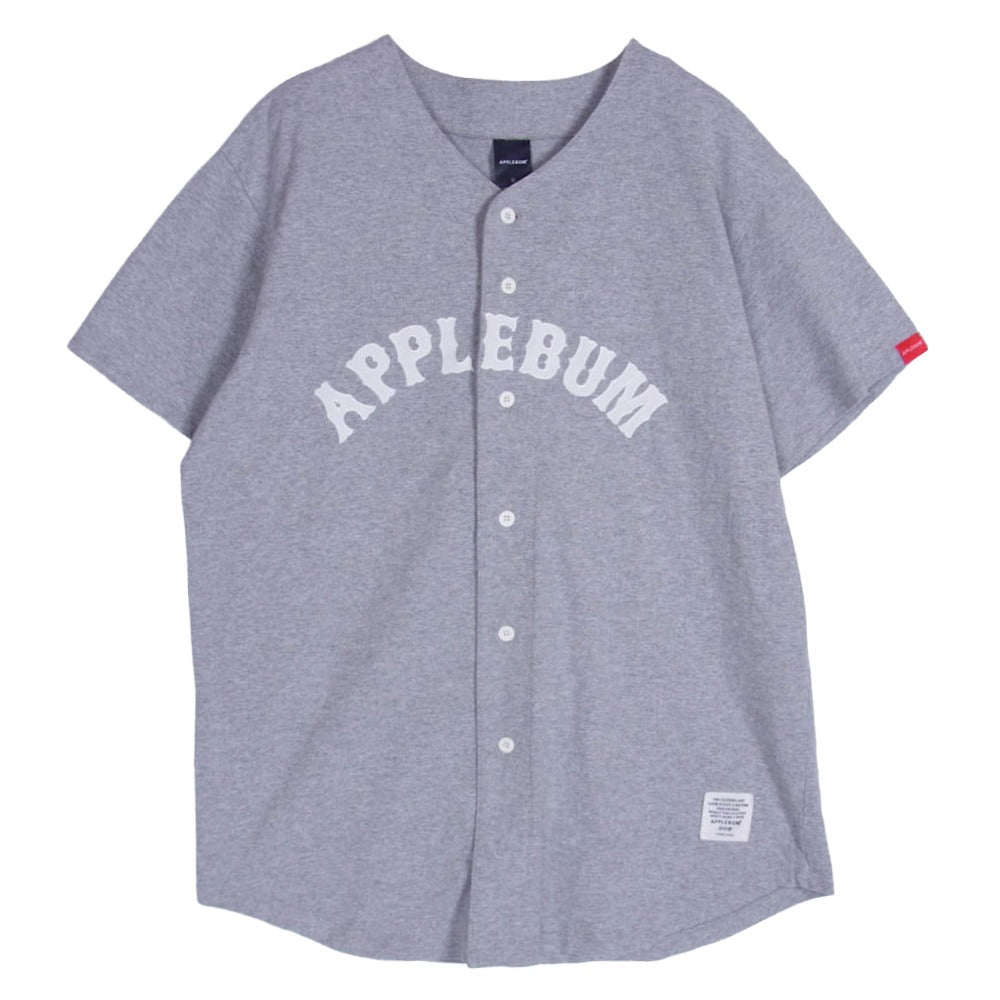 アップルバム フロントロゴ ベースボールシャツ 半袖シャツ グレー系 L【中古】
