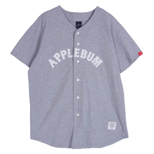 アップルバム フロントロゴ ベースボールシャツ 半袖シャツ グレー系 L【中古】