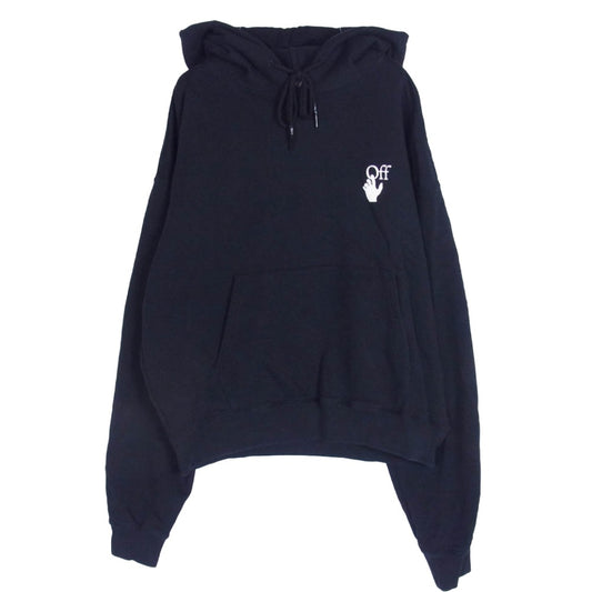 OFF-WHITE オフホワイト 20AW OMBB037F21FLE004 cut here logo over hoodie バックアロープリント オーバーサイズ プルオーバーパーカー ブラック系 L【中古】