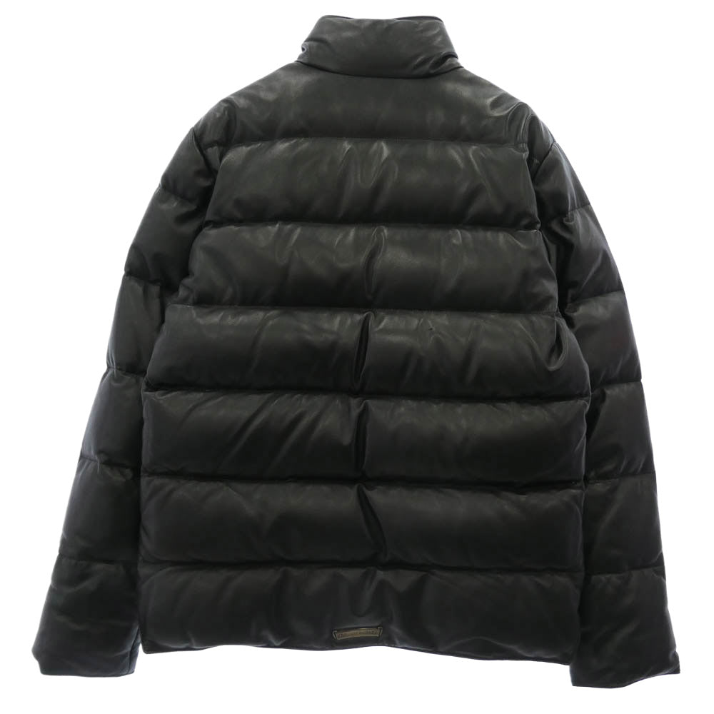 CHROME HEARTS クロムハーツ（原本無） STIFF LTHR スティッフ クロスボール ボタン レザー ダウンジャケット ブラック系 サイズ表記無し【中古】