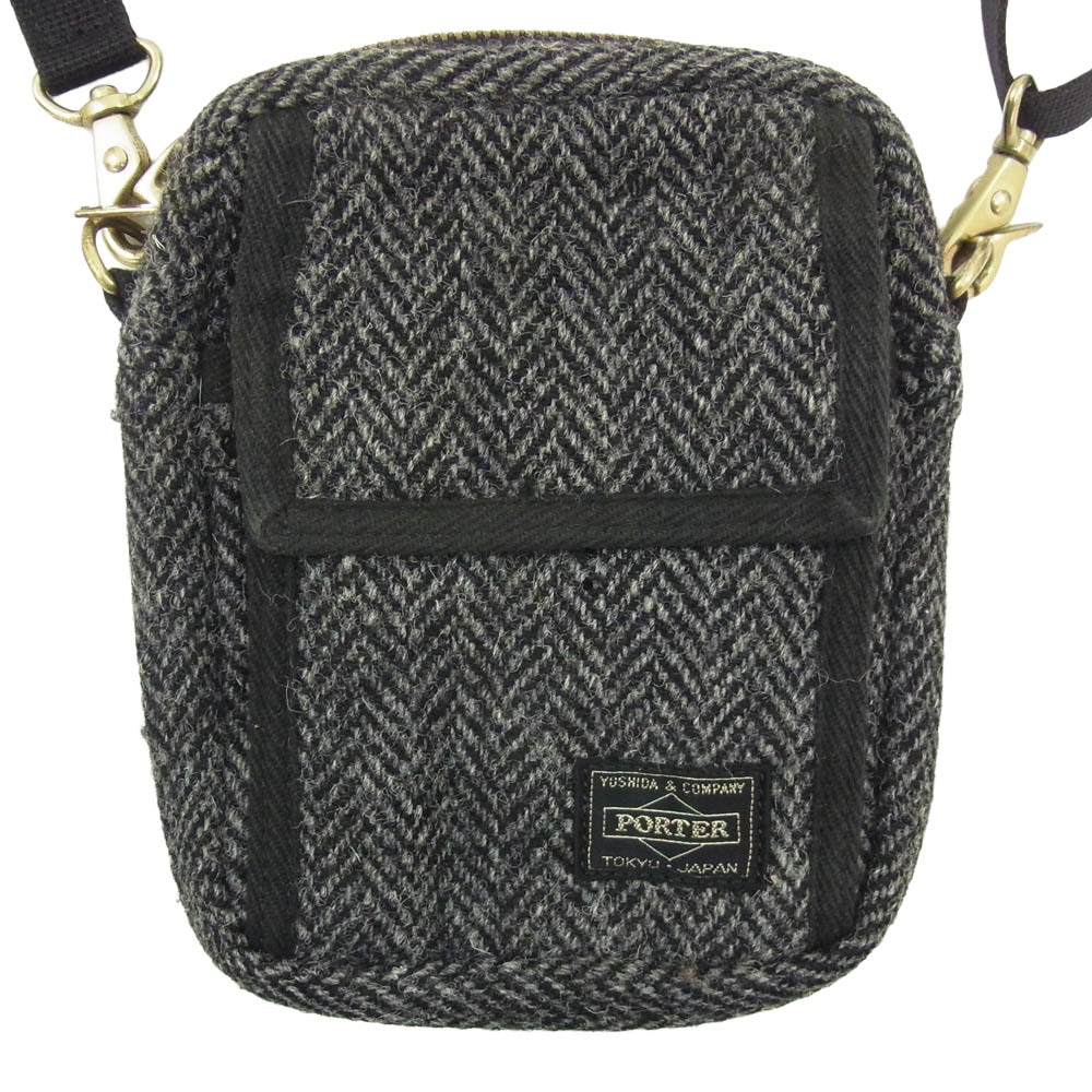 PORTER ポーター ×BEAMS×Harris Tweed ビームス×ハリスツイード 2way ショルダー バッグ ブラック系【中古】
