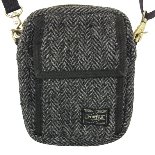 PORTER ポーター ×BEAMS×Harris Tweed ビームス×ハリスツイード 2way ショルダー バッグ ブラック系【中古】