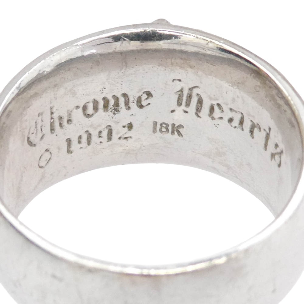 CHROME HEARTS クロムハーツ（原本無） 18KWG FLRL CRS ホワイトゴールド フローラルクロスリング パヴェダイヤ シルバー系 21.5号【中古】