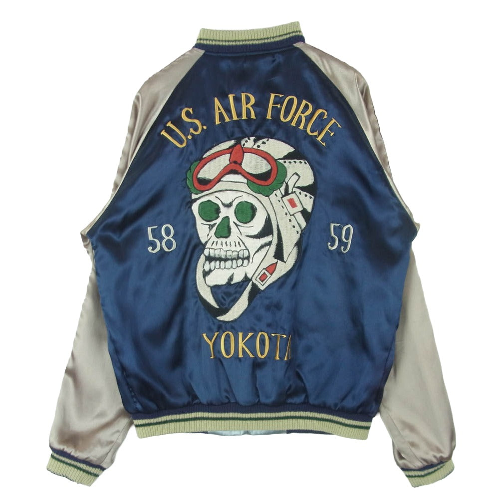 TAILOR TOYO テイラー東洋 TT11283 YOKOTA スカル リーバーシブル スカジャン ジャケット ネイビー系 シルバー系 S【中古】