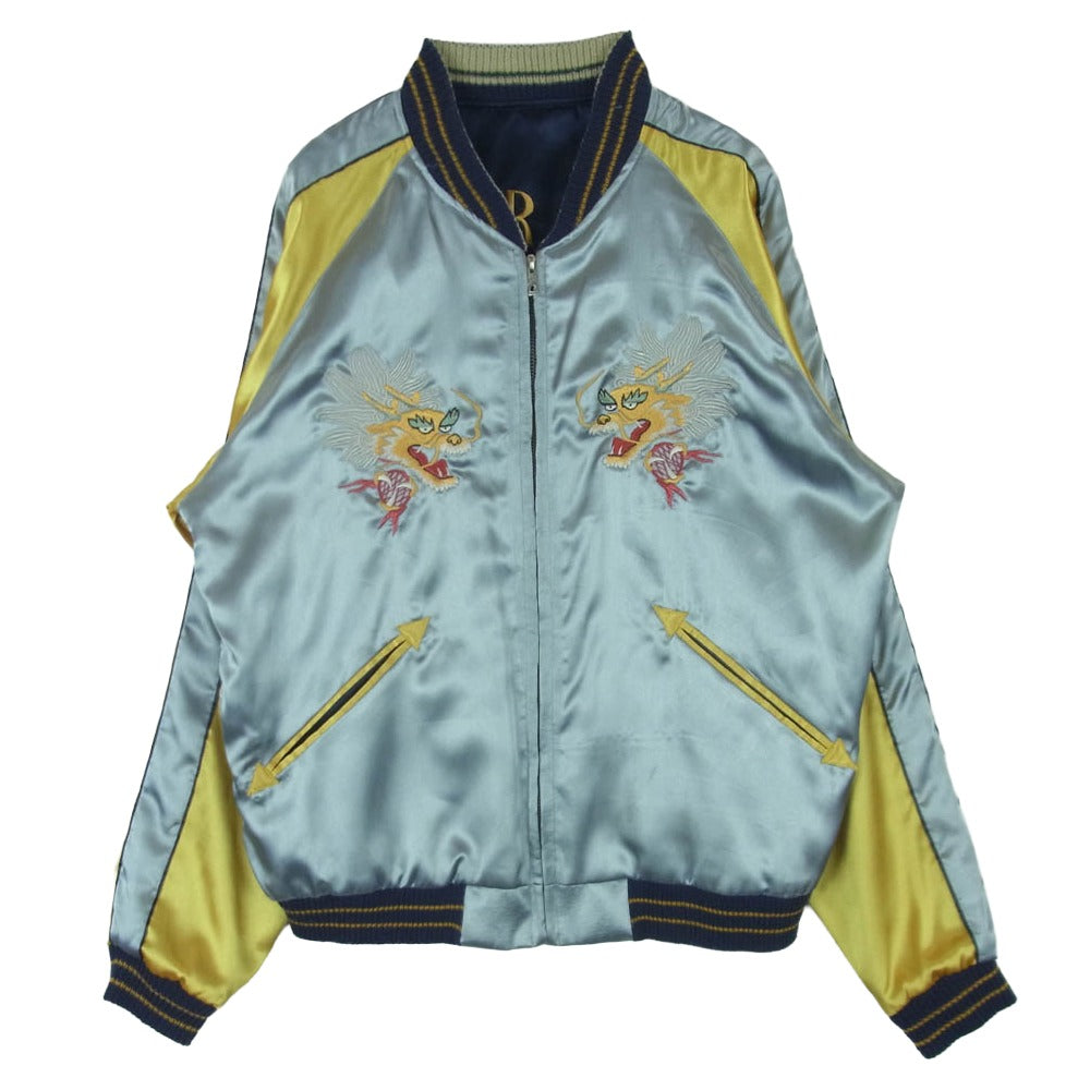 TAILOR TOYO テイラー東洋 TT11283 YOKOTA スカル リーバーシブル スカジャン ジャケット ネイビー系 シルバー系 S【中古】