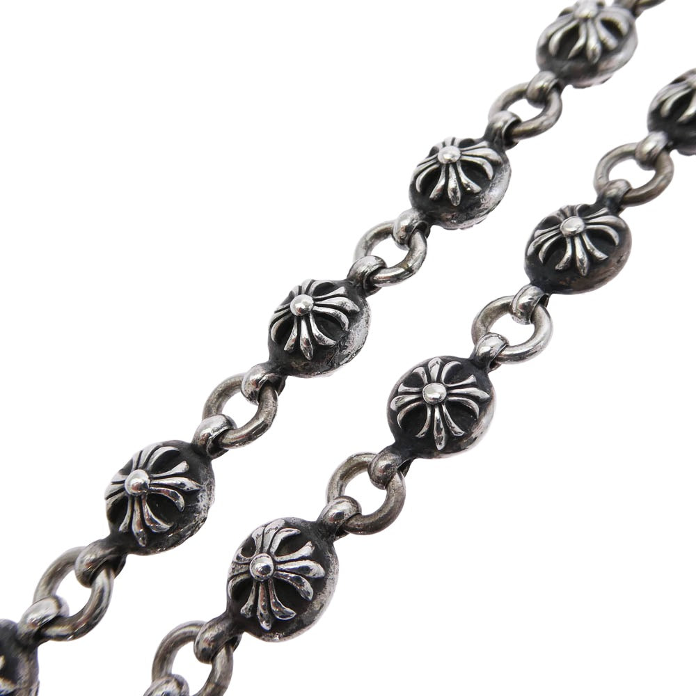 CHROME HEARTS クロムハーツ（原本無） 2BALL LONG-S 1クリップ ロング ＃2 クロスボール ウォレットチェーン シルバー系【中古】
