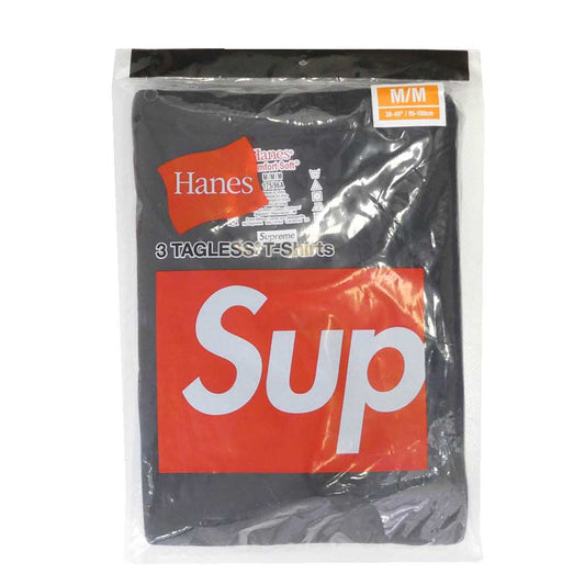 Supreme シュプリーム x Hanes ヘインズ Tagless Tees 3Pack タグレス 半袖 Tシャツ 3パック ブラック系 M【新古品】【未使用】【中古】