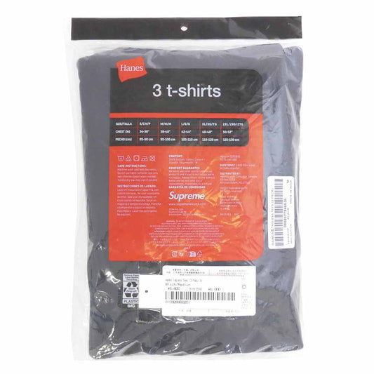 Supreme シュプリーム x Hanes ヘインズ Tagless Tees 3Pack タグレス 半袖 Tシャツ 3パック ブラック系 M【新古品】【未使用】【中古】