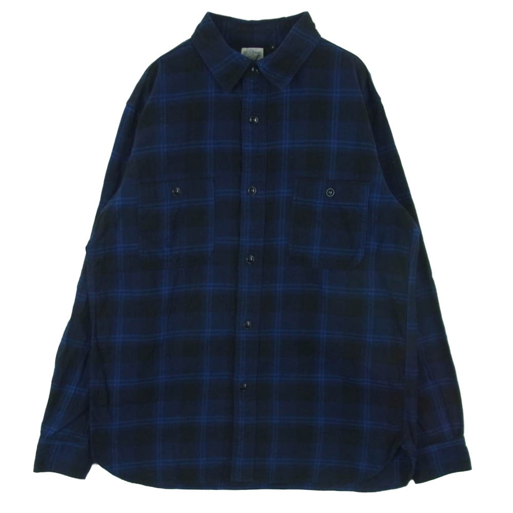 orSlow オアスロウ KAFKA MERCANTILE カフカ マーカンタイル チンストラップ チェック 長袖 シャツ ブルー系 4【中古】