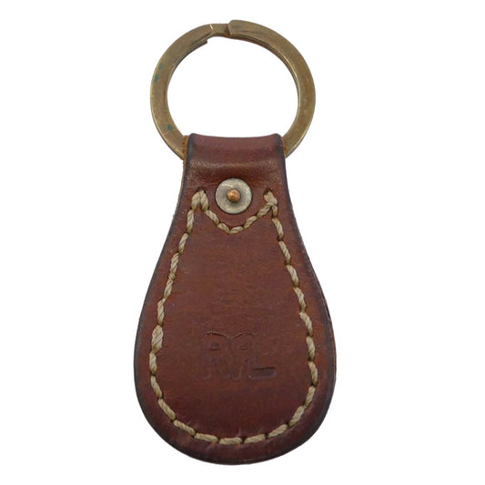RRL ダブルアールエル ヴィンテージ加工 ロゴ型押し レザー キーリング キーホルダー ブラウン系【中古】