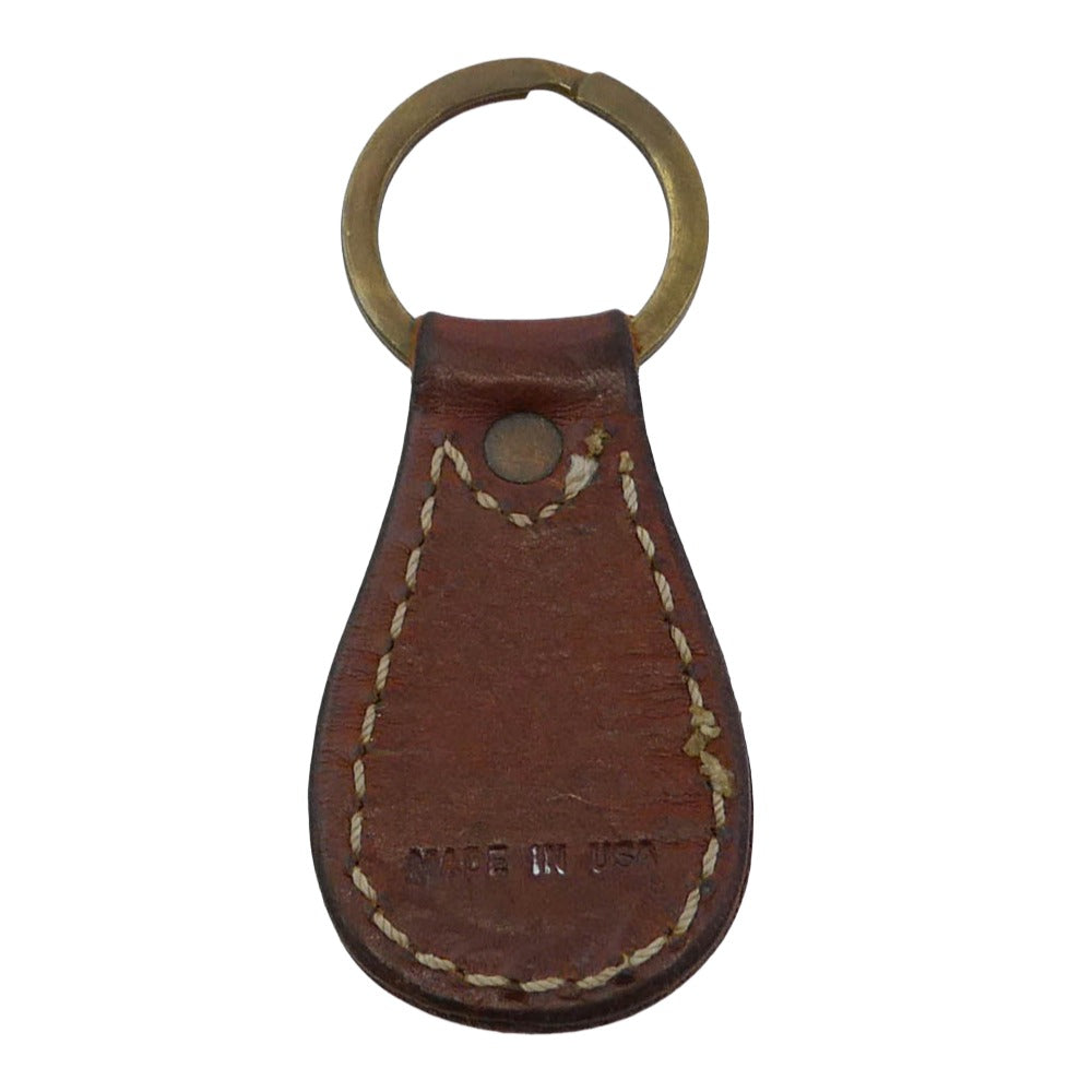RRL ダブルアールエル ヴィンテージ加工 ロゴ型押し レザー キーリング キーホルダー ブラウン系【中古】