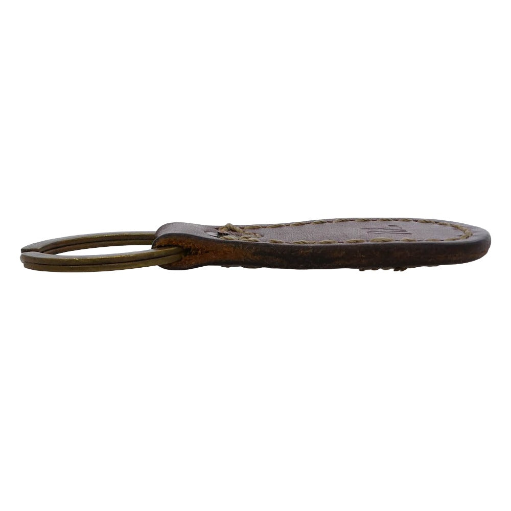 RRL ダブルアールエル ヴィンテージ加工 ロゴ型押し レザー キーリング キーホルダー ブラウン系【中古】