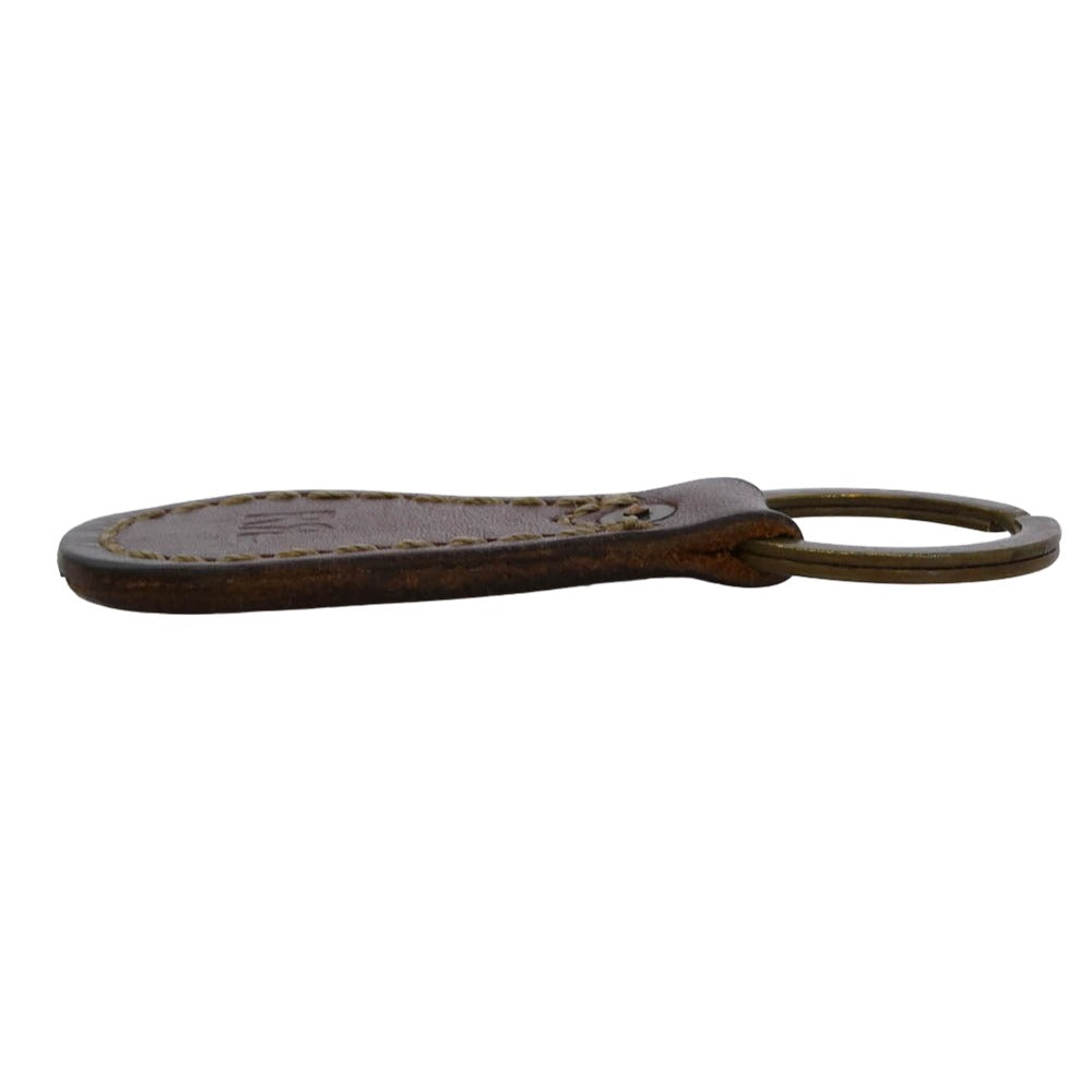 RRL ダブルアールエル ヴィンテージ加工 ロゴ型押し レザー キーリング キーホルダー ブラウン系【中古】
