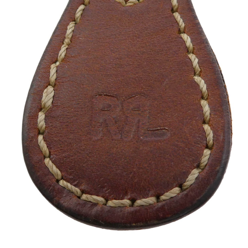 RRL ダブルアールエル ヴィンテージ加工 ロゴ型押し レザー キーリング キーホルダー ブラウン系【中古】