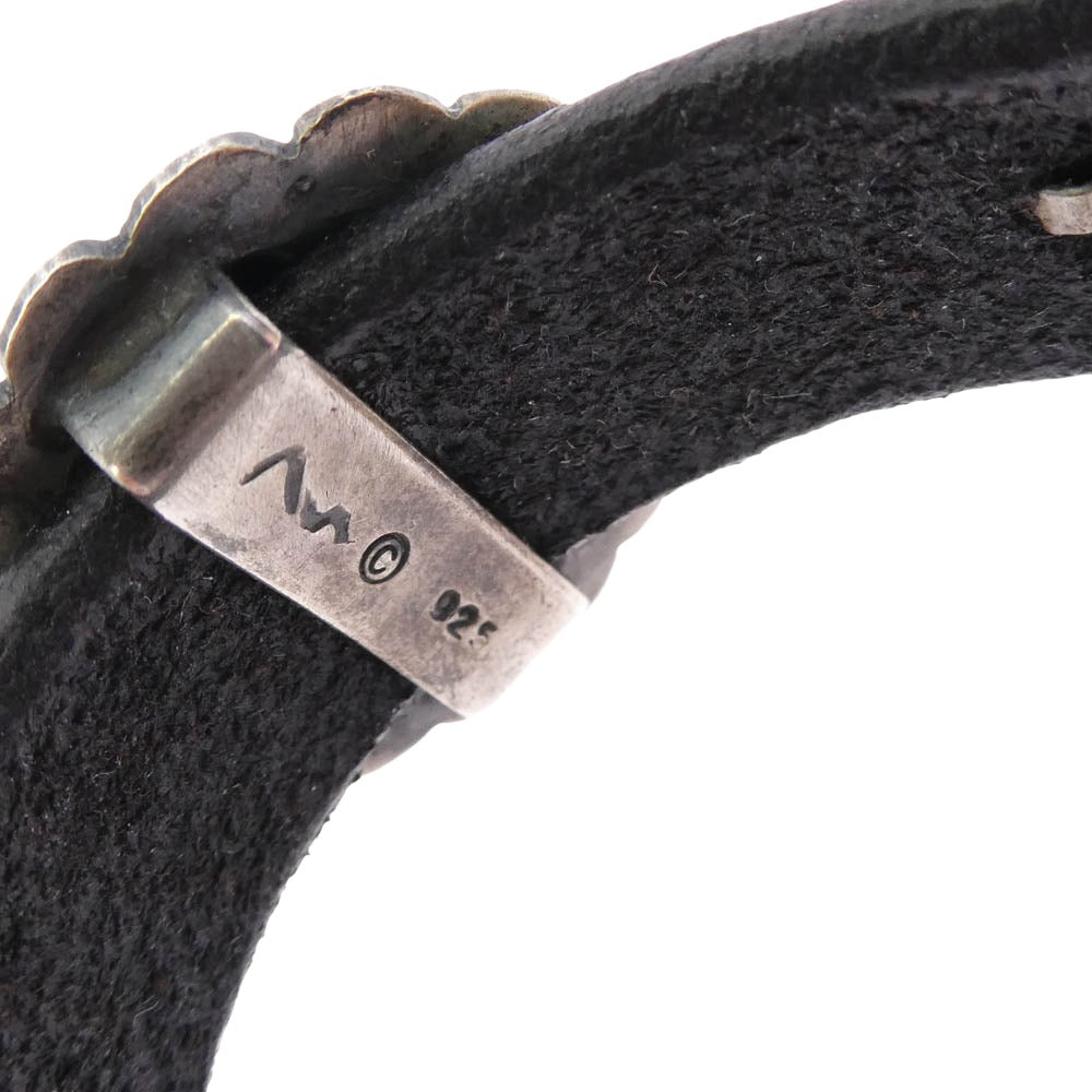 アル・ソマーズ 925ターコイズコンチョ リポウズ レザー ブレスレット ブラック系 シルバー系【中古】