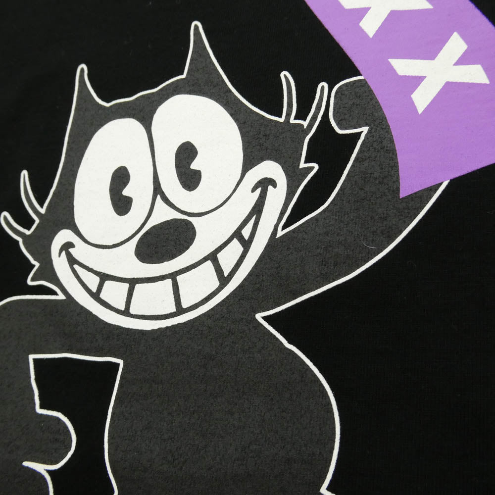 GOD SELECTION XXX ゴッドセレクション 22AW GX-A22-FEST-02 × FELIX THE CAT フィリックス・ザ・キャット T-SHIRT フロントプリント Tシャツ 半袖カットソー ブラック系 L【中古】