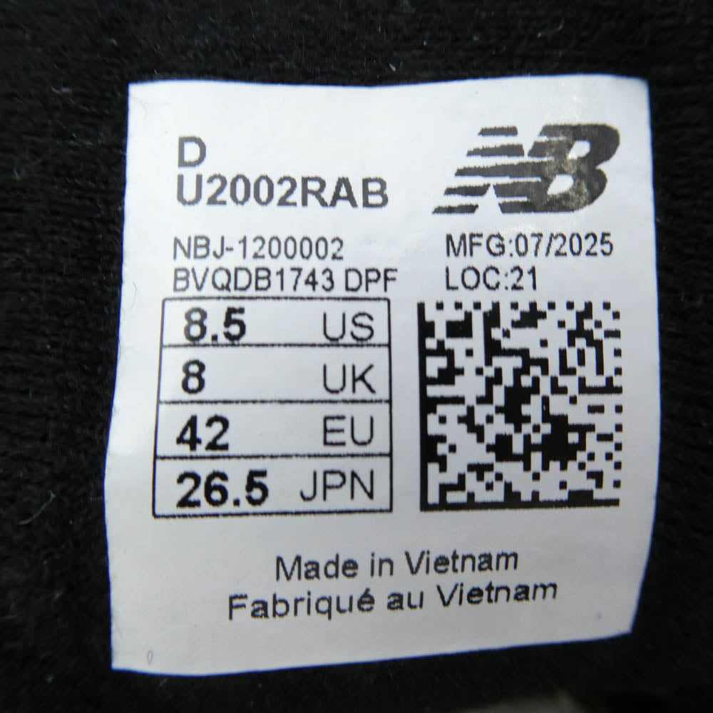 NEW BALANCE ニューバランス U2002RAB 2002R Dark Mushroom Black Mushroom ABZORB ソール スエード メッシュ スニーカー ブラウン系 ブラック系 シルバー系 26.5cm【極上美品】【中古】