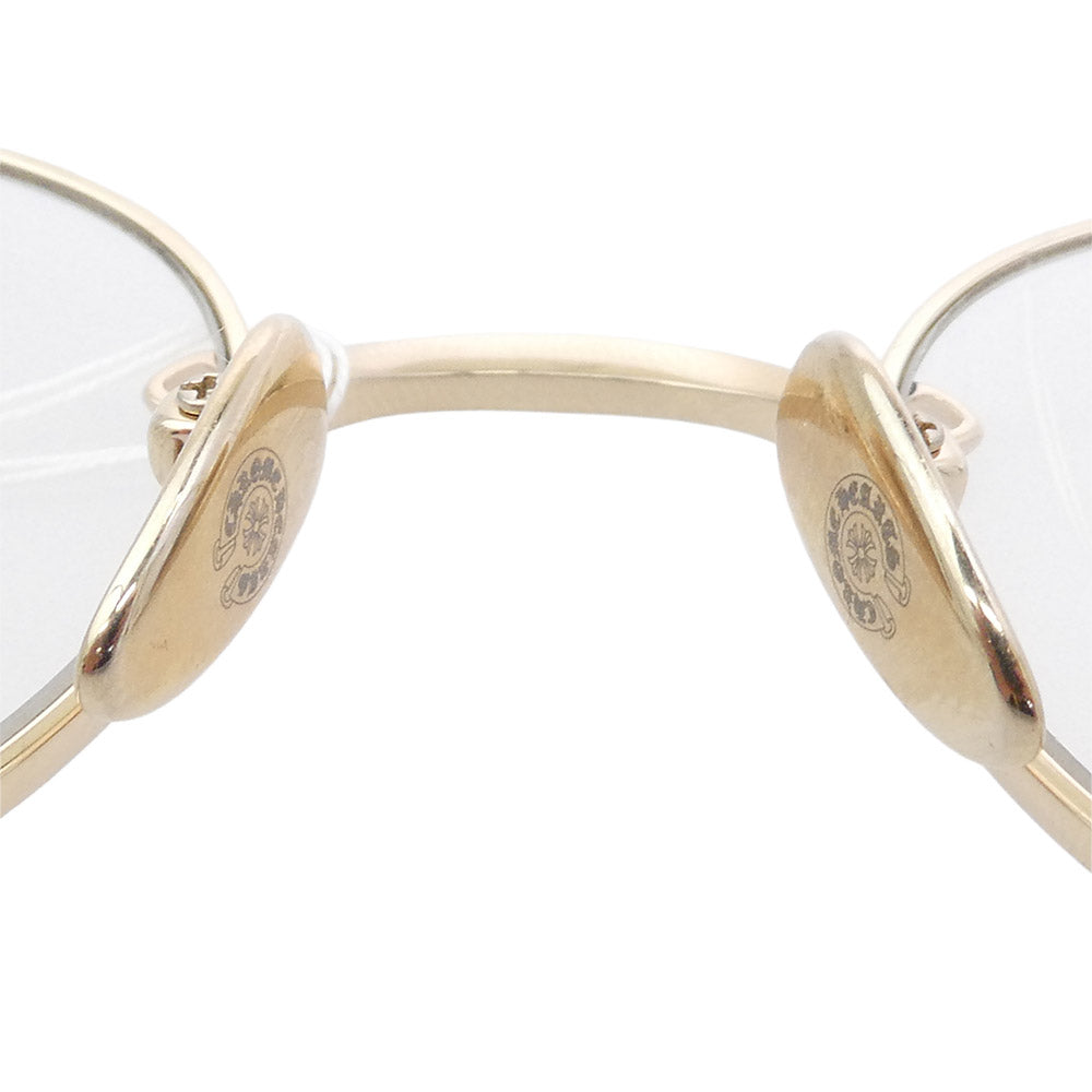 CHROME HEARTS クロムハーツ（原本無） BUBBA-A ウェリントン 49□22-145 クロステンプル サングラス メガネ 眼鏡 ゴールド系 49□22-145【中古】