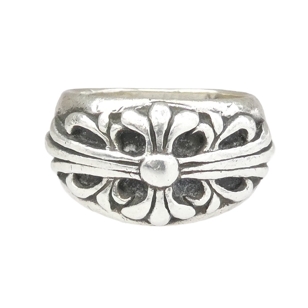 CHROME HEARTS クロムハーツ（原本無） FLRL CRS フローラルクロス リング シルバー系 リングゲージ実寸約17.5号【中古】
