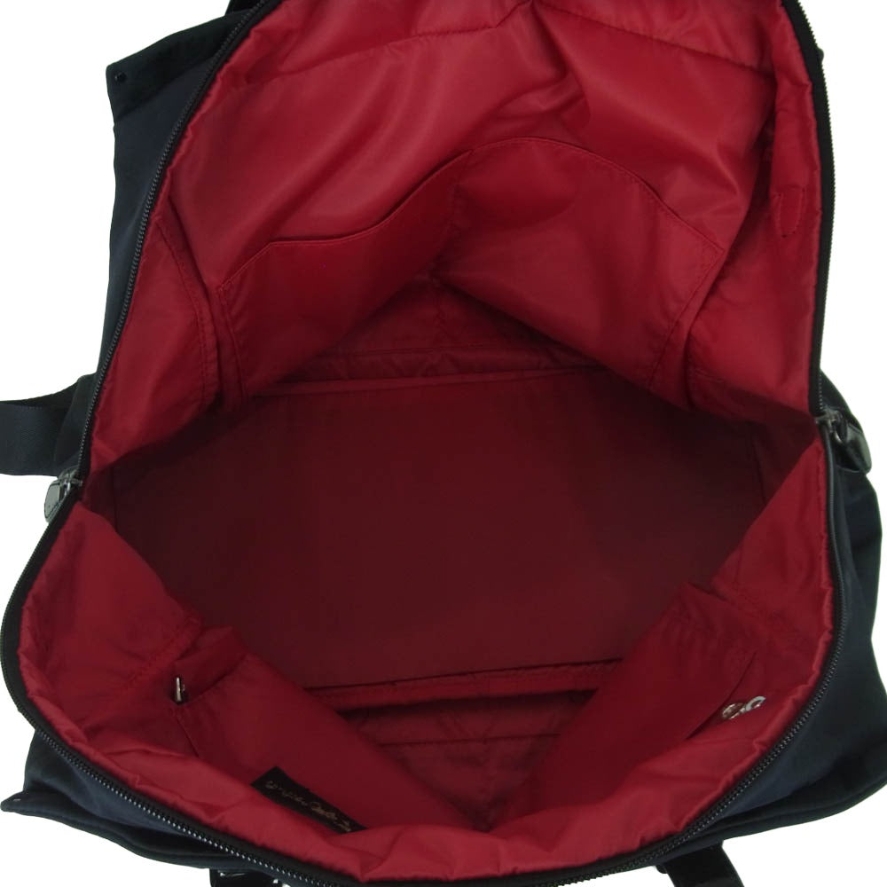agnes b. アニエスベー VOYAGE ボヤージュ ロゴプリント ナイロン 2WAY ショルダー レザー ボストン バッグ ブラック系【中古】