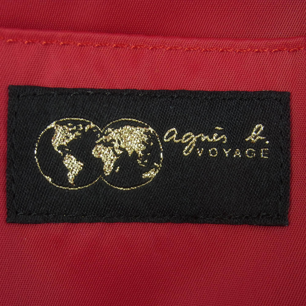 agnes b. アニエスベー VOYAGE ボヤージュ ロゴプリント ナイロン 2WAY ショルダー レザー ボストン バッグ ブラック系【中古】
