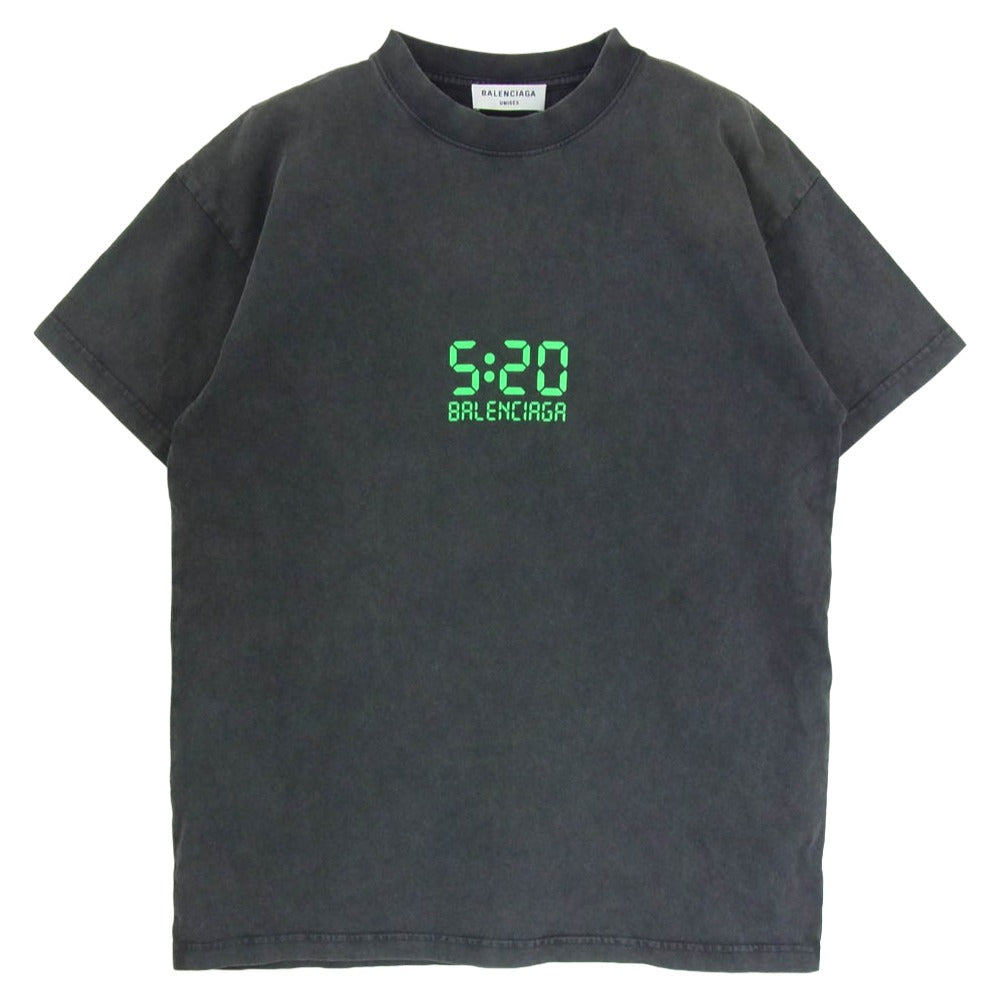 BALENCIAGA バレンシアガ 612965 TMVL5 USED加工 ロゴプリント 半袖 Tシャツ カットソー ブラック系 XXS【中古】